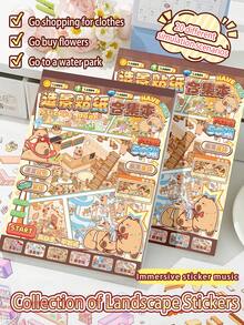 1 Libro con 20 Adesivi di Scene Diverse, Adesivi Carini di Capibara, Adesivi Divertenti di Scarabocchi, Regalo per Amici, per Forniture Scolastiche, Ritorno a Scuola