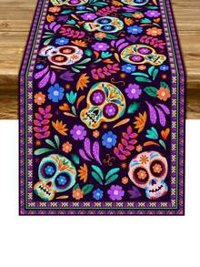 1 Stück/Halloween Tischdecke mit Schädel Muster Dekoration für Zuhause, Küche, Esszimmer Dekorationen für meine Halloween Tischdekoration.