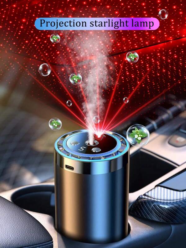 Five Mode Adjustable Intelligent Car Air Aromatherapy Diffuser - Car Aromatherapy Humidifier Essential Oil Diffuser,Automobile Aroma Diffuser,Car Aromatherapy Machine,Equipped With Starry Sky Projection Light,USB Rechargeable, Equipped With 5 Ambient Night Lights ,6 Fragrance Essential Oils To Choose From