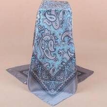 35 Inches Silk Head Scarf-Satin Hair Scarves Silk Bandana Scarf Headscarf For Women's Fashion Scarveshalloween - 佩斯利 - 灰 - 查看 8