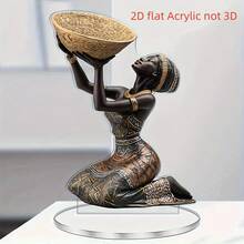 2D Flat, 1pc African Women Blessing Acrylic Sculpture Figurine - Inspirational Desktop Decor, Art Decoration For Home & Office, Christmas & Halloween Gift Idea, No Power Needed, African Style Decor, Desktop Ornament, Art Design, Intricate Pattern, Tabletop Decoration