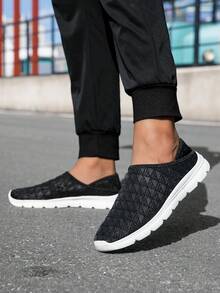 Summer Casual Slip-On Soft Bottom Lightweight Breathable Running Shoes, Hollow-Out Dual Wear Backless Mesh Sneakers