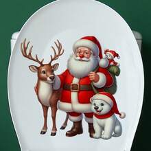 Adesivo per auto di Babbo Natale e renne, finitura opaca, impermeabile, rimovibile, autoadesivo, facile da applicare e staccare, decorazione natalizia rimovibile per auto e pareti - decorazione natalizia usa e getta, decorazione per feste di Natale | Adesivo da parete natalizio cartoonesco, adesivo da parete, adesivo, decorazione per la casa, decorazione per la stanza