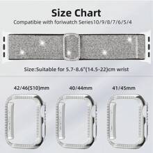 2 Peças/Conjunto Capa Protetora e Pulseiras de Relógio compatíveis com 38 40 41 42 44 45 46 MM de Séries 10 9 8 7 SE 6 5 4 3, Incrustadas com Strass Cintilante, Acabamento de Alto Brilho Preto/Prateado/Dourado com Pulseira Bling Elástica Compatível com 38mm 40mm 41mm 42mm 44mm 45mm 46mm 49mm Mulheres, Cinta Faiscante de Nylon Solo Loop com Glitter Compatível com Séries 10 9 8 7 6 5 4 3 2 1 SE Ultra