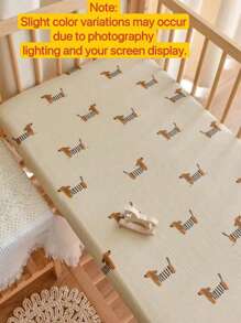 1pc Puppy Pattern 100% Cotton Baby Crib Fitted Sheet