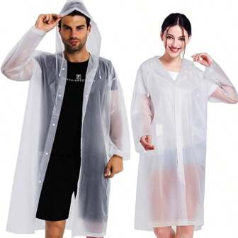 1pc Thick Waterproof Full Body Rain Poncho, Long Sleeve Adult Outdoor Cycling Hooded Raincoat, Hiking Rainwear