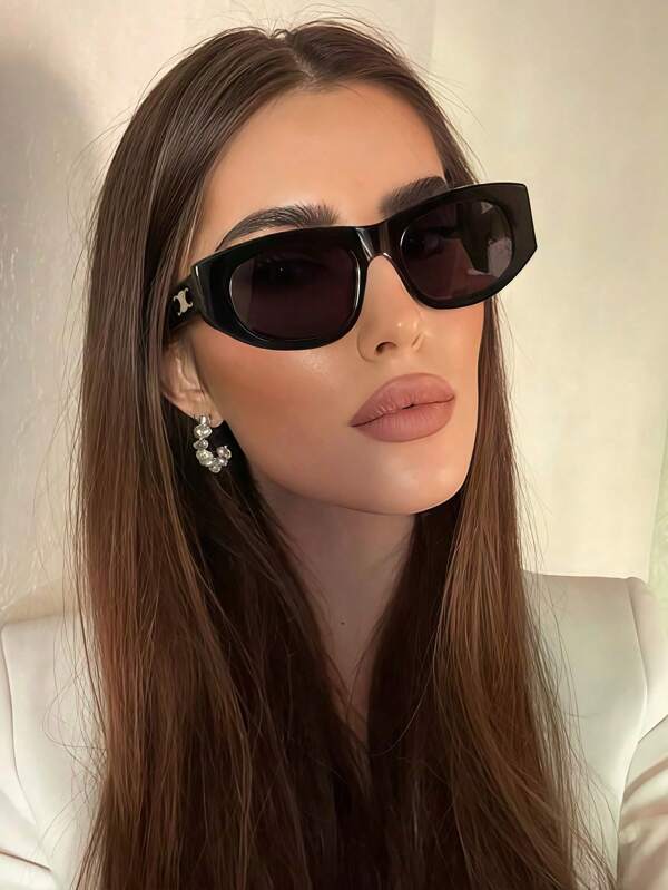 1pc Oval Cat Eye Women Fashion Glasses, European And American Style Fashion Shades