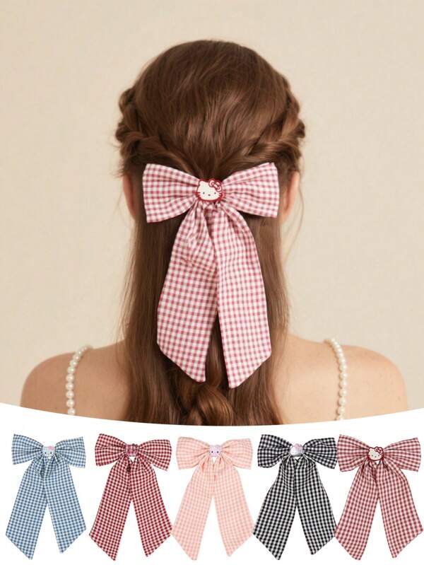 Sanrio 1pc Sanrio Bow Hairpin, With Cute Cartoon Decoration, Girls' Big Bow Hairpin, Ponytail With Big Hairpin Accessories, Small Crocodile Hairpin Hair Accessories Cute Ponytail Clip, Women's Hair Accessories Cute Oversized Long Tail Hairpin Metal Clip First Choice For Gifts, Accessories For Girls At The Beach., Flat Claw Clip, Claw Clips, Clips For Hair, Hair Slide, Hair Claws