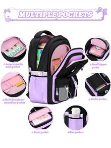 1pc Lightweight Multi-Pocket Girls Backpack, Outdoor Camping Travel Laptop Bag 15.6 Inch, Student School Backpack With Coin Purse, Adjustable Straps, Smooth Zipper, Back To School Essential