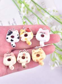 12 buc asortate drăguț gogoașă, pisică și animal în formă de rășină bijuterii pandantiv, cercei, accesorii colier pentru femei DIY confecționare de bijuterii