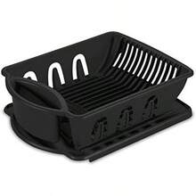 Estante De Secado De Platos Para Fregadero, Estante De Secado De PláStico Duro Resistente, Escurridor De Platos Para Encimera De Cocina Con Juego De Escurridor, Con Soporte De Cubiertos - - rojo - Ver 1