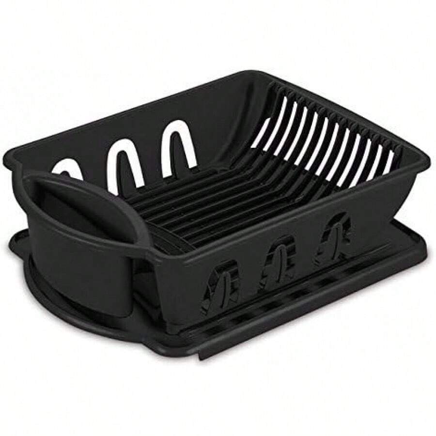 Estante De Secado De Platos Para Fregadero, Estante De Secado De PláStico Duro Resistente, Escurridor De Platos Para Encimera De Cocina Con Juego De Escurridor, Con Soporte De Cubiertos - - rojo - Ver 1