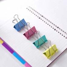 48 Coated Paint Metal Binding Clip | Corrosion Resistant And Tough Material | One Click Clamping For Exam Papers, Documents, Snacks | Essential For Simple Office Use - 彩色 - 查看 2