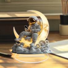 2D 平面 0.3 厘米厚宇航员月球桌面装饰，太空主题，适用于各种房间，无需电力，圣诞节、万圣节、新年通用庆祝礼物，非常适合送给朋友 - 彩色 - 查看 1