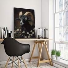 1 Pc Canvas Painting, Gothic Black Philip Goat Poster, Retro-Style Animal Mural, Victorian Mural, Botanical Emotional Art, Dark Academy Art Poster Printing , Wooden Framed Art,High Quality ,Anxiety Calming Abstract Art - Rental Friendly Canvas Set For Bedroom - Therapy Decor To Heal Your Space,Thickness 2. 25cm/1inch Wall Art Prints Poster Direct Hanging Decor For Home Gifts,Rental Friendly Items,Living Room, Bathroom, Bedroom, Kitchen,Bar,Office,Small Space Solution,Therapy Decor - 黑色 - 查看 5