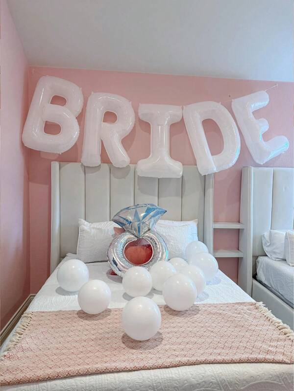 1 Set Of White Bridal Party Balloons Set, Bride To Be Bachelorette Party Decorations, 16 Inch Bride Bachelorette Party Decorations White Balloons, Balloon Banner Bride, Bride Letter Balloons, Suitable For Bachelorette Party Decoration Wedding Engagement Bride Photo Booth, Bachelorette Party, Bridal Shower Decoration Photo Background Letter Balloons
