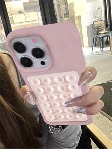 Luxury Suction Cup Stand Litchi Pattern Phone Case Compatible With Iphone16 15 14 13 12 11 Pro Max Fashion Simple Shockproof Phone Case Waterproof Anti-Fall Scratch Resistant
