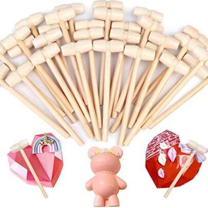 Mini Wooden Hammers For Chocolate 30Pcs Small Wooden Mallets For Breakable Chocolate Heart Crafts And Party Game Props