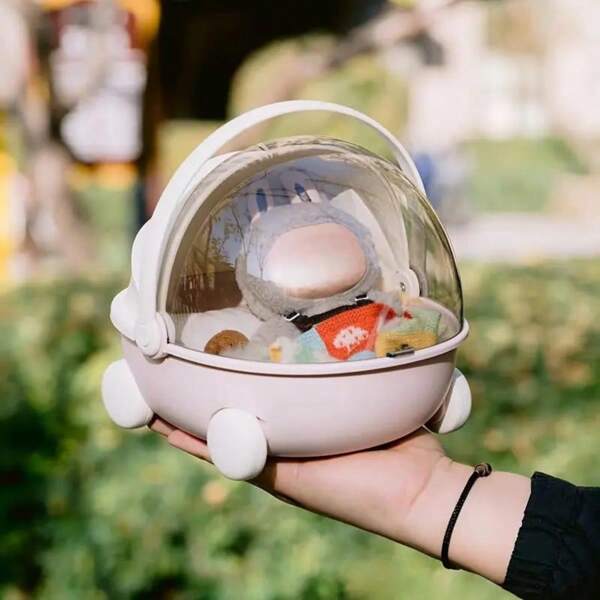 1pc Portable Circular Carry Cradle - -Compatible Breathable Mesh Sleep Pod With Shoulder Strap For Collectible Do Lls & Active Characters, Travel & Home Storage Solution With Secure Closure, Do Ll Carrying Pod, Playful Design, Cushioned Base