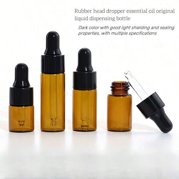 3ml/5ml/10ml Glass Dropper Bottles, Empty Amber Glass Bottle For Cosmetic, Essential Oil Refilling And Storage, Anti-Oxidation