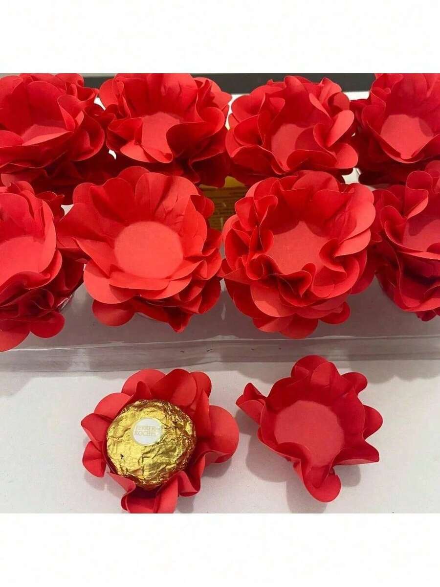80 Cupcake Wrappers For Fine Sweets Flower Wedding Anniversary Ultrafest Lulli Style Model - Red - View 1