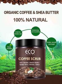 ECO FINEST 250毫升/8.8盎司咖啡磨砂膏，身体去角质保湿磨砂膏，适用于身体、面部、手部和足部 - 对抗妊娠纹、橘皮组织、细纹和皱纹，排毒 - 男女皆宜的贴心礼物 - 咖啡棕 - 查看 2