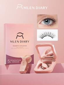 MLEN DIARY Mlen日记磁性假睫毛套装，10.5-12mm可重复使用假睫毛，无需眼线，升级版3D双磁性假睫毛，便携式无胶睫毛簇，打造自然轻盈妆容（樱花睫毛） - 自然纖長款 - 查看 9