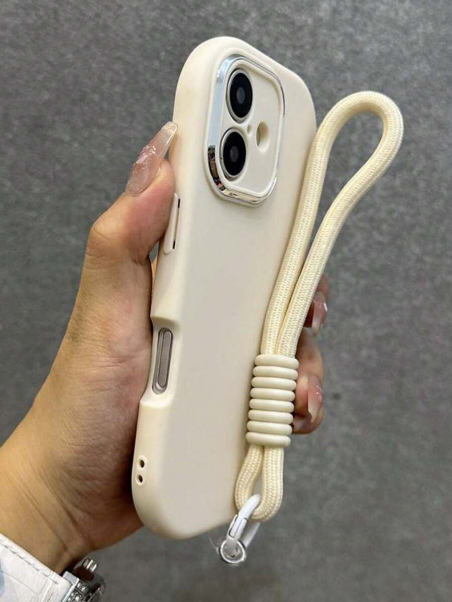 Ốp lưng điện thoại silicon mềm sáng tạo bo tròn có dây đeo tương thích với iPhone 16 12 13 14 15 Pro Max 11 - Trắng cổ - Xem 1