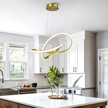 YQYYFC Modern LED Pendant Light With Irregular Ring Lights 6000K Gold LED Adjustable Chandelier Contemporary Ceiling Light Fixture For Kitchen Dining Room Bedroom Kitchen Island - 金子 - 查看 1