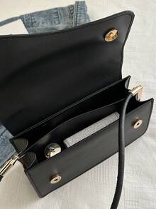 时尚纯色不对称翻盖复古简约优雅单肩包