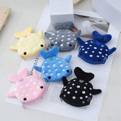 Animal Whale Shark Coin Purse Cosmetic Bag Zipper Bag Pendant Plush Coin Bag Earphone Fashion Cartoon Shark Shark Plush Wallet Birthday Gift For Women Wallet Mini Wallet Purse Wallet Coin Wallet