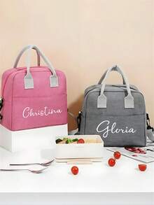 1pc Customizable Personalized Lunch Bag, Large Capacity Lightweight Insulated Lunch Cooler Bag, Multi-Functional Storage Bag, Suitable For Travel, Commuting, Work, School, Gift For Students, Parents, Coworkers, Friends, Couples - Multicolor - View 3