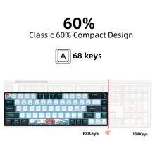 Mechanical Gaming Keyboard - Ice Blue LED Backlit 60% Ultra-Slim USB Keyboard With Blue Switches For PC, Windows, And Laptop - 68 Keys For Fast And Accurate TypingFor Windows Laptop PC For Gift For Birthday/Easter/President's Day/Boy/Girlfriends - White/Blue Switch - View 7