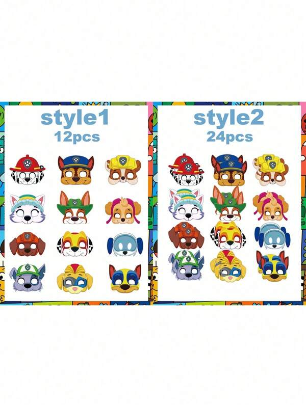 Paw Patrol New Paw Patrol Theme Party Half-Face Mask Dance Party Diy Dog-Shaped Paper Mask
