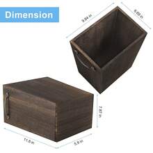 Papelera de madera con doble asa de metal integrada para oficina, dormitorio y baño, color marrón oscuro - Marrón - Ver 5