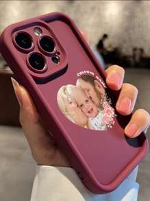 1pc Customized TPU Phone Case With Personalized Photo/Text, Compatible With IPhone 16/16Promax/15/14/11Promax/Xr/7plus/13pro/12promax/11, Unique Heart-Shaped, Couple/Family Photo, Floral, Minimalist Design, Protective Cover