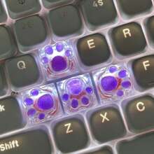 1 pièce Touche de clavier multicolore en résine ABS translucide en forme de patte de chat, convient pour les claviers mécaniques à axes croisés, accessoire