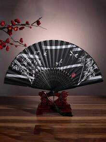 1 件 23 厘米中国风折叠手扇，7 英寸亚麻布扇，带龙骨竹框，适合舞蹈，礼物 - 彩色 - 查看 5