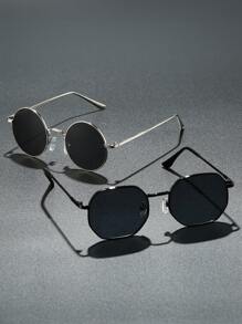 1 Peça/2 Peças Óculos Metálicos Elegantes e Casuais Masculinos, Adequados para o Dia a Dia, Combinar com Trajes, Fotografias, Férias ao Ar Livre, Também um Presente Ideal para Volta às Aulas, Halloween, Natal, Páscoa, Dia dos Namorados, Dia da Independência, Ação de Graças, Ano Novo com Visual Elegante de Volta às Aulas