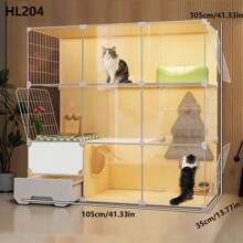 Cat Cage With Litter Box, Indoor Home Cat Condo, All-In-One Cat Bed, Litter Box, Cat Furniture For Apartment