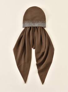 1 Stück Damen Einfarbiger Kopftuch mit vielen Strass, modischer atmungsaktiver Kopfschal, Lässig & Elegant Kopftuch geeignet für den täglichen Gebrauch & vielseitig
