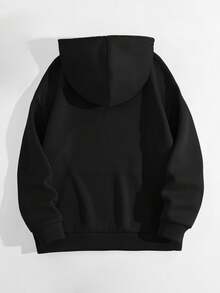 LOVE JOYY 闪亮水钻图案，邦迪海滩椰子树和冲浪图案纯色套头连帽衫宽松落肩带口袋，热门水钻工艺休闲夏季连帽运动衫时尚服装日常休闲装 - 黑色 - 查看 7