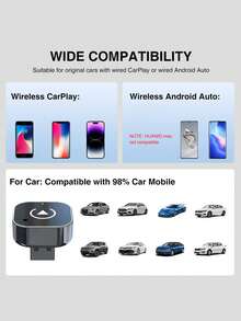 1pc 2in1 Wireless CarPlay Dongle Wireless Android Auto Adapter AI Smart Box Car Intelligent Systems For Car With Wired CarPlay - Multicolor - View 10