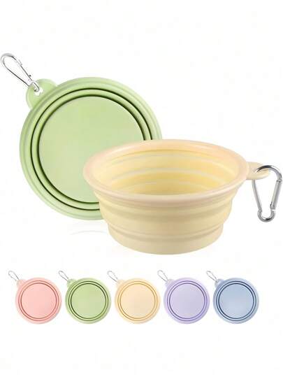 Collapsible Pet Bowl, Suitable For Travel, Camping, Walking, Can Be Used As Water Bowl, Food Bowl For Dogs & Cats, Odorless, With Carabiner Water Bottle Camping