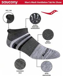 Calcetines para hombre, paqueteúltiple, malla ventilada, ajuste cómodo, rendimiento con pestaña - Carbón Surtido (6 Pares) - Ver 5