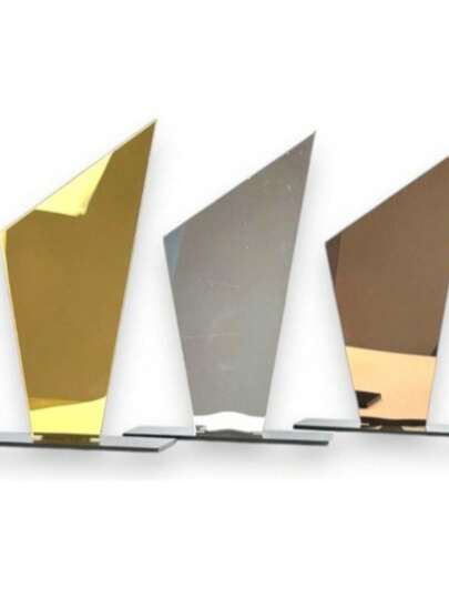 Kit 3 Troféus Dourado, Prata E Bronze 10x18cm C/base Preta