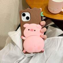 Sanrio 1 Stück süße cartoon-förmige Quetsch-Geräusch Schwein Silikon Handy-Hülle, passend für 16/16Pro/16ProMax/16plus/15Pro/15ProMax/15plus/14/14Pro/14ProMax/14plus/13/13Pro/13ProMax/13mini/12/12Pro/12ProMax/12mini/11/11Pro/11ProMax/X/Xs/Xr/Xsmax, Weihnachten/Valentinstag/Erntedankfest/süße Cartoon-Schutzhülle