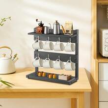 2-Tier Mug Tree  Coffee Mug Holder Stand With Storage Base Mug Display Organizer Mug Holders Cup Storage Organizer For Home Kitchen Bar Counter Display Tea - Black With Shelves - View 7