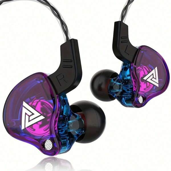 QKZ FiLe High-Fidelity in-ear hoofdtelefoon, bedrade oordopjes met microfoon, subwoofer, geluidsdicht, gaming- en muziekmonitor, kunststof, 120 cm/47,24 inch kabel, levendig kleurenontwerp