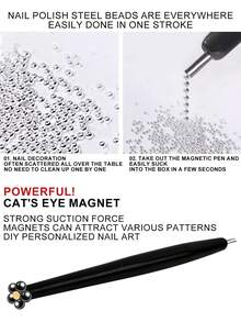 Suprimentos para unhas, tecnologia em unhas, suprimentos para tecnologia em unhas, esmalte em gel olho de gato 3D, ferramenta magnética com ímãs de unha/ímã de olho de gato com ponta dupla, caneta magnética multifuncional sofisticada, cola em olho de gato 3D, pedra magnética especial para salão de beleza, usada para sucção, bola de aço, suprimentos para unhas, ferramentas para unhas, ferramentas para nail art, volta às aulas, unhas, ferramentas para unhas postiças - Preto - Ver 5